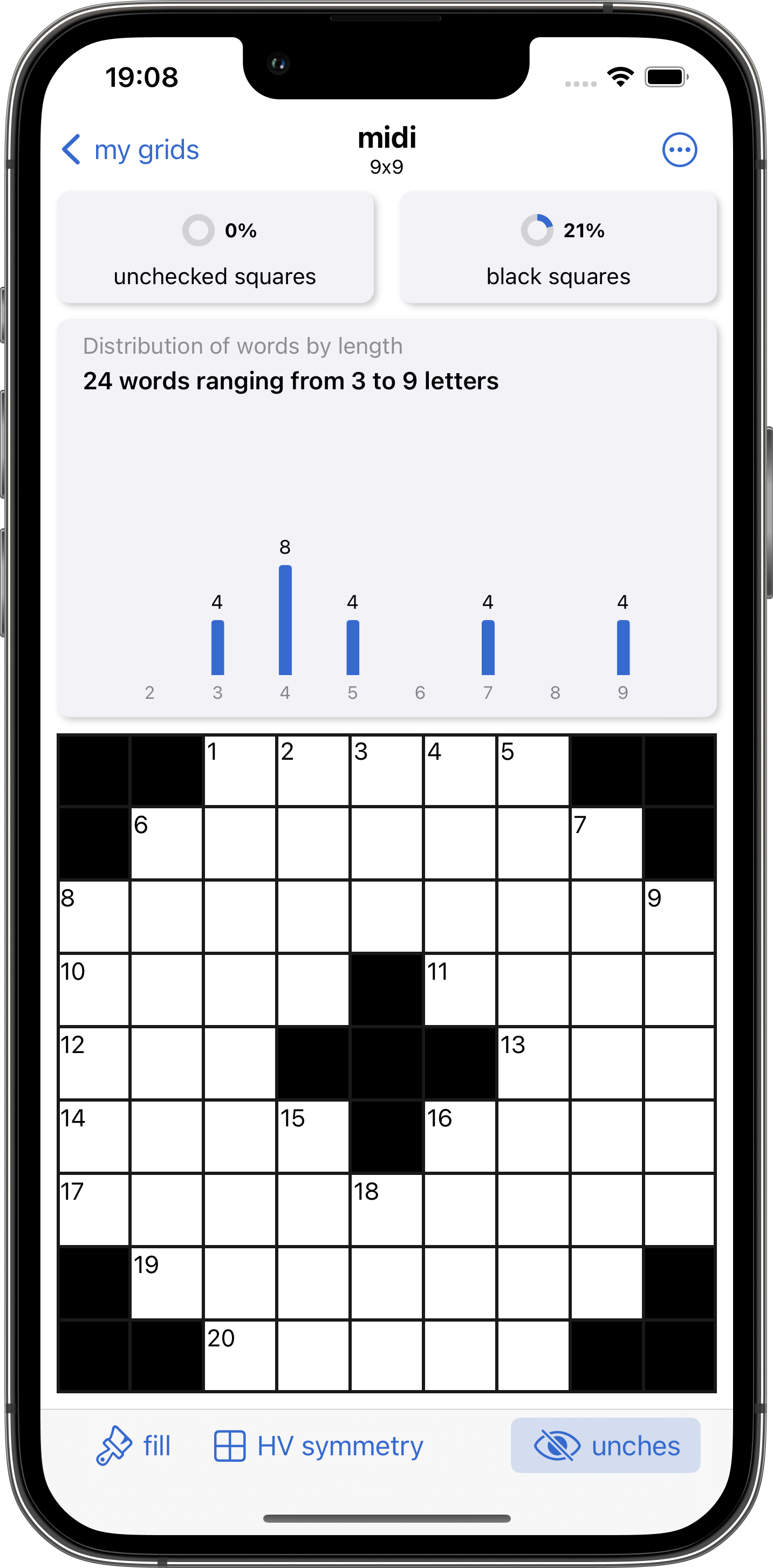 Grid Smith application on iPhone